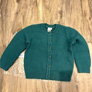 Hanna Andersson Textured Cardigan Dark Green 3T